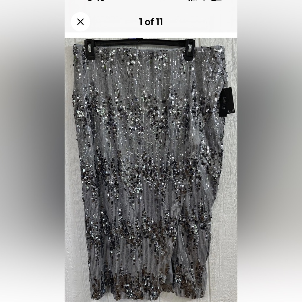 Eloquii Silver Sequin Pencil Skirt